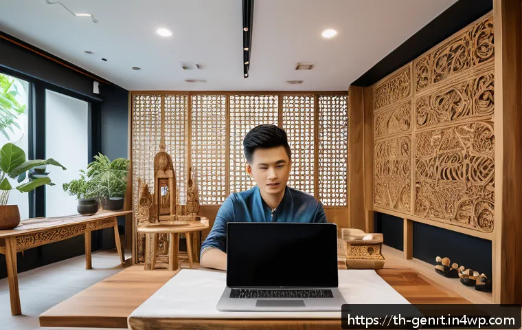 생성형 AI와 디자인 씽킹의 융합 - A modern creative workspace in Bangkok featuring a Thai designer collaborating with an AI assistant ...